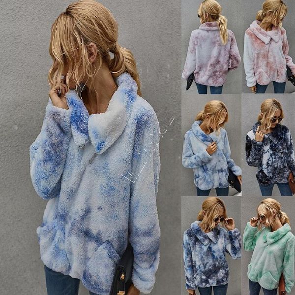 women tie-dyed woolen sweater sherpa fleece hoodies coat winter warm plush furry pullover jacket half zipper blouses outwear d91712, White
women tie-dyed woolen sweater sherpa fleece hoodies coat winter warm plush furry pullover jacket half zipper blouses outwear d91712, White