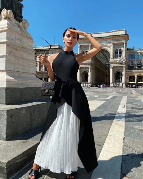casual dresses est contrast color patchwork women dress halter sleeveless backless collect pleated ankle length suitable high street wear, Black;gray
casual dresses est contrast color patchwork women dress halter sleeveless backless collect pleated ankle length suitable high street wear, Black;gray