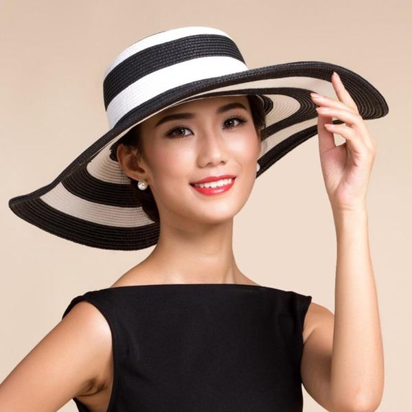 women fashion stripe wide brim floppy straw hat foldable summer beach sun cap, Blue;gray
women fashion stripe wide brim floppy straw hat foldable summer beach sun cap, Blue;gray