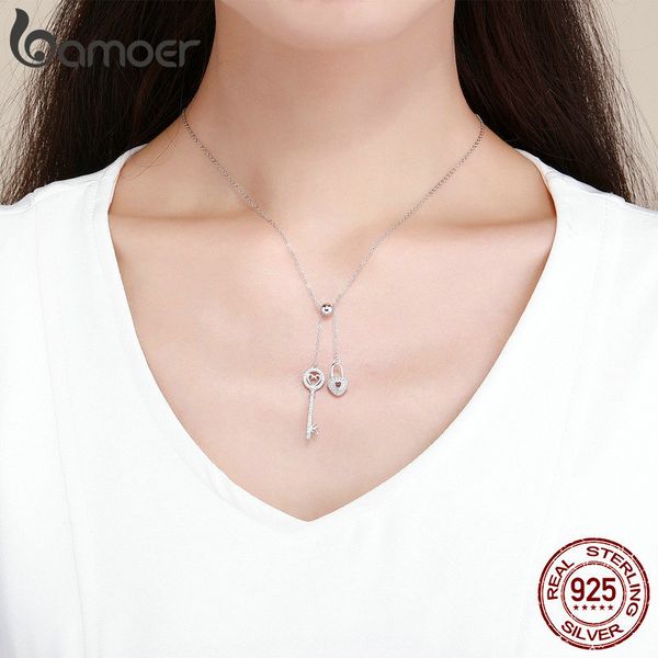 bamoer romantic 925 sterling silver key of heart lock chain pendant necklaces for women sterling silver jewelry collar scn290 mx200810
bamoer romantic 925 sterling silver key of heart lock chain pendant necklaces for women sterling silver jewelry collar scn290 mx200810
