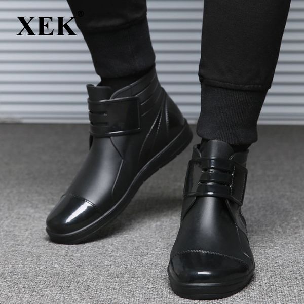 boots xek pvc waterproof rain flat with shoes men water rubber ankle buckle zll153, Black
boots xek pvc waterproof rain flat with shoes men water rubber ankle buckle zll153, Black