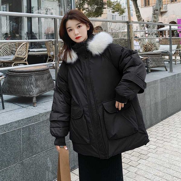 fur collar solid winter jackets women's korean style hooded long parkas women big pockets loose cotton padded thick coat female, Black
fur collar solid winter jackets women's korean style hooded long parkas women big pockets loose cotton padded thick coat female, Black