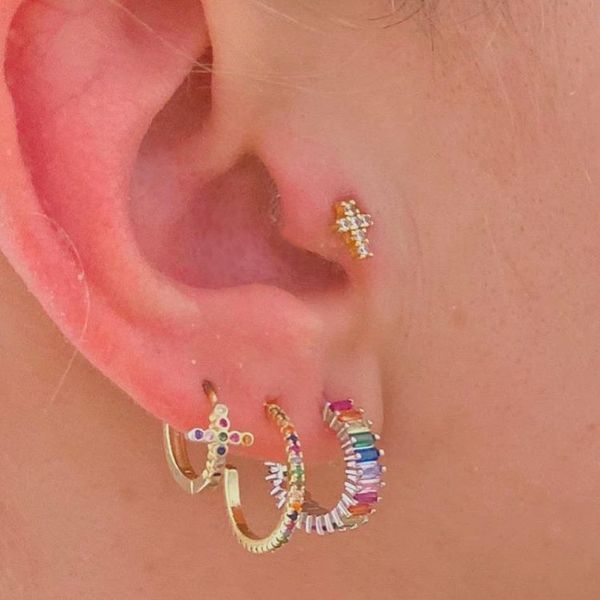 stud minimalist mini small rainbow cz cross earring 100% 925 sterling silver simple delicate dainty multi piercing cute jewelry, Golden;silver
stud minimalist mini small rainbow cz cross earring 100% 925 sterling silver simple delicate dainty multi piercing cute jewelry, Golden;silver