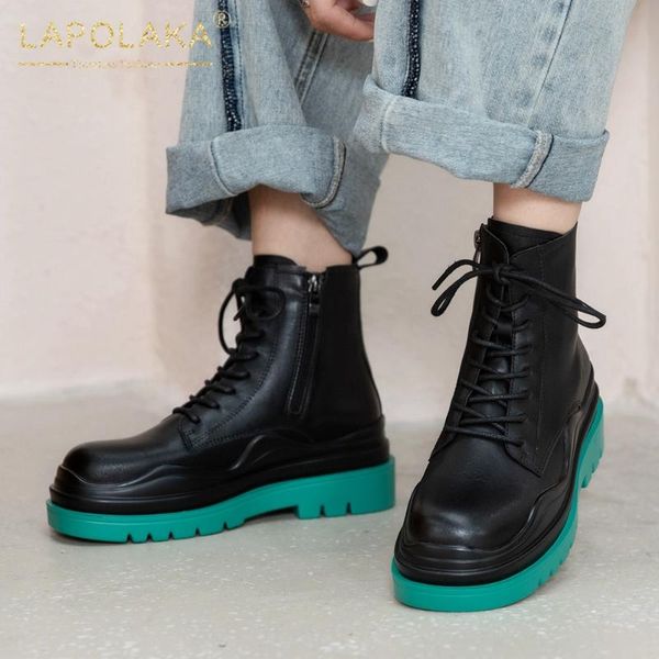 lapolaka 2020 split leather comfortable office ladies boots zip up platform cross-tied shoes woman ankle boots female, Black
lapolaka 2020 split leather comfortable office ladies boots zip up platform cross-tied shoes woman ankle boots female, Black