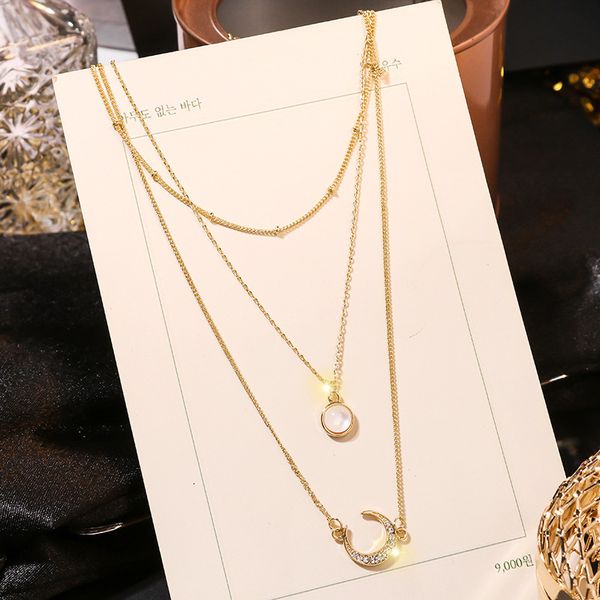 europe and americ simple fashion rhinestones multi-layer moon pendant necklace personality women girl jewelry accessories, Silver
europe and americ simple fashion rhinestones multi-layer moon pendant necklace personality women girl jewelry accessories, Silver