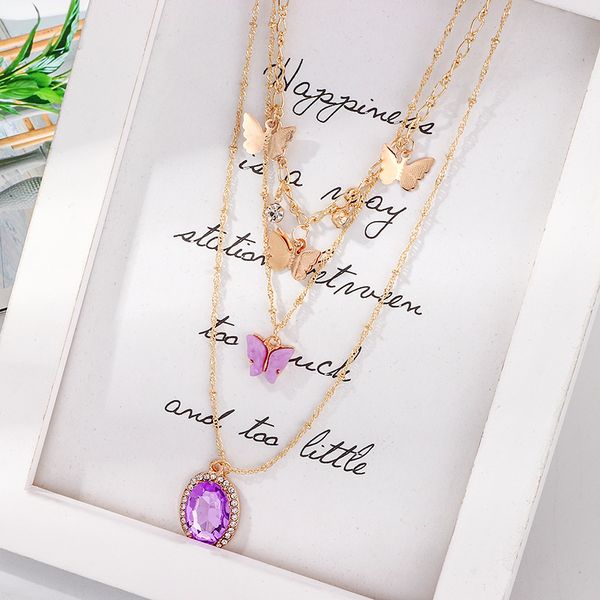 peixin new charm purple pendant bohemian fashion multilayer butterfly necklace retro zircon crystal pendant set, Silver
peixin new charm purple pendant bohemian fashion multilayer butterfly necklace retro zircon crystal pendant set, Silver