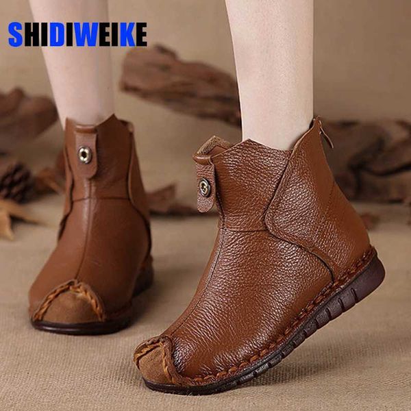 women's winter boots female plus velvet genuine leather shoes handmade zip women warm ankle boots ladies retro footwear ac160, Black
women's winter boots female plus velvet genuine leather shoes handmade zip women warm ankle boots ladies retro footwear ac160, Black