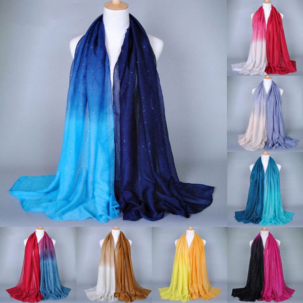 long shawls head scarves double color classic bronzing glitter scarf gradient bandanas scarves scarf muslim hijab voile, Blue;gray
long shawls head scarves double color classic bronzing glitter scarf gradient bandanas scarves scarf muslim hijab voile, Blue;gray
