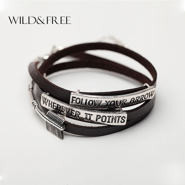 vintage multilayer brown leather bracelets for women trendy antique silver&gold arrow infinity letter bracelets female, Black
vintage multilayer brown leather bracelets for women trendy antique silver&gold arrow infinity letter bracelets female, Black