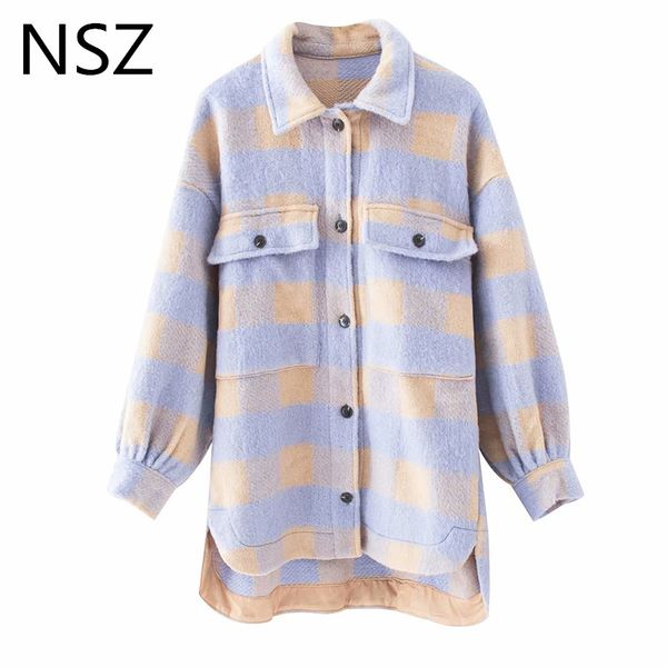 nsz women plaid tweed jacket woolen oversized coat lattice warm wool blend tartan jackets checked streetwear outwear, Black;brown
nsz women plaid tweed jacket woolen oversized coat lattice warm wool blend tartan jackets checked streetwear outwear, Black;brown