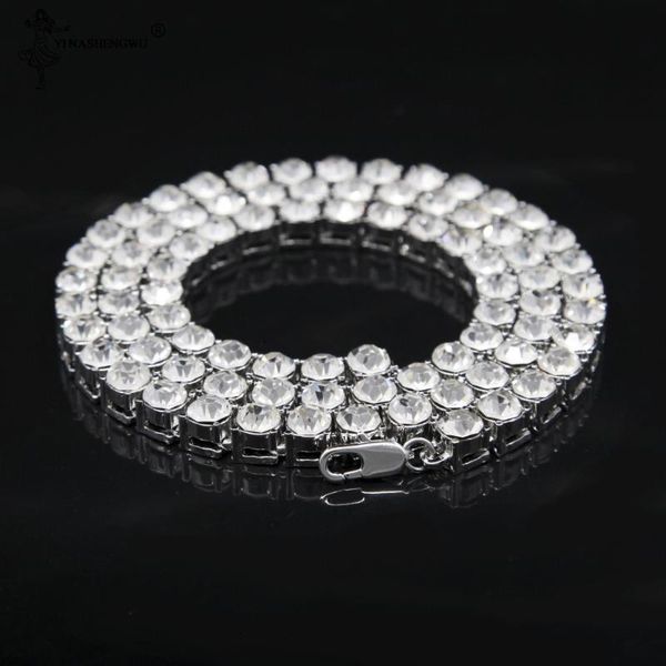 men's hip hop gold finish 8mm rhinestone tennis link charm punk jewelry fashion necklace choker long chain for men, Silver 
men's hip hop gold finish 8mm rhinestone tennis link charm punk jewelry fashion necklace choker long chain for men, Silver