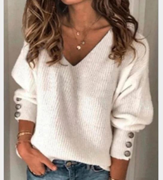 2020 new sweater women's solid colored pullover long sleeve sweater cardigans v neck blue red gray, White;black
2020 new sweater women's solid colored pullover long sleeve sweater cardigans v neck blue red gray, White;black