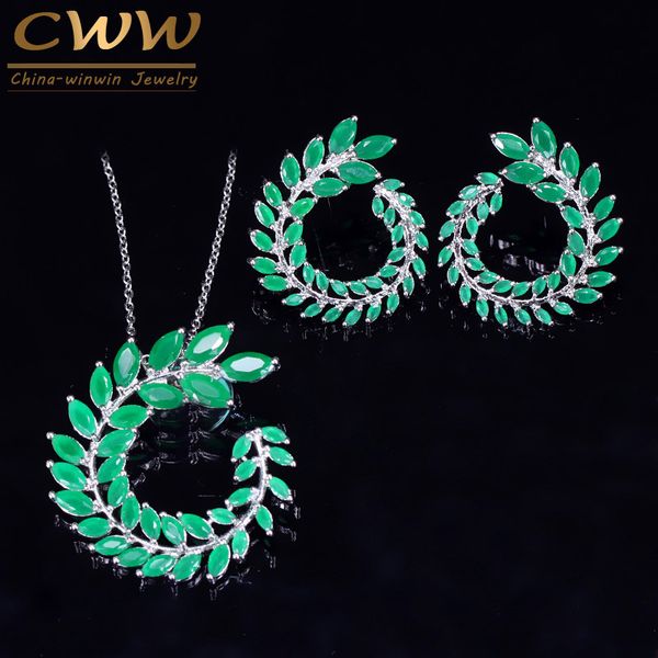cwwzircons brand new мода серебро цвет элегантный женщины cz зеленый кристалл листьев серьги и ожерелье ювелирные наборы t139, Silver
cwwzircons brand new мода серебро цвет элегантный женщины cz зеленый кристалл листьев серьги и ожерелье ювелирные наборы t139, Silver