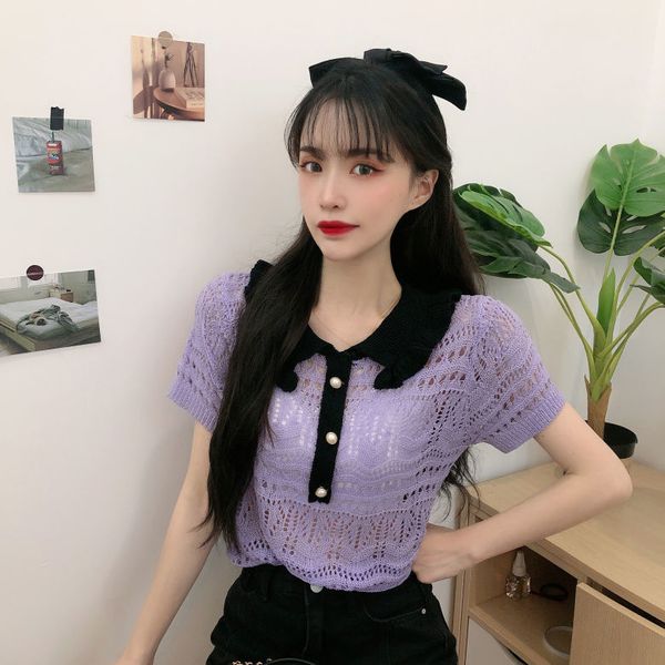 fashion bare midriff girl short sweater summer knitted t shirt slim short sleeve tees women elastic hollow, White
fashion bare midriff girl short sweater summer knitted t shirt slim short sleeve tees women elastic hollow, White