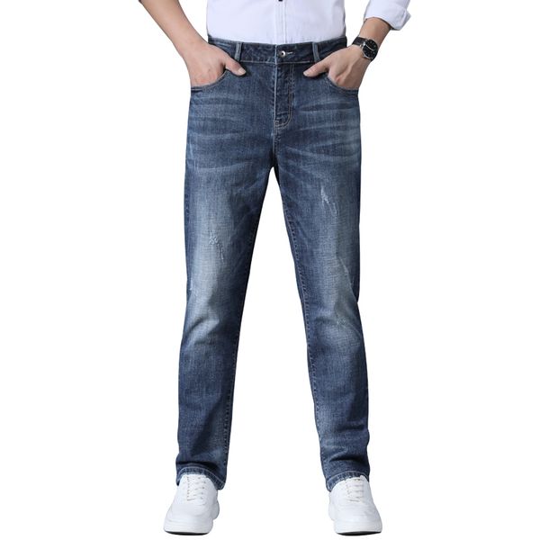men's jeans cotton stretch denim pants menswear streetwear containing micro-elastic tapered clothes hight quality, Blue
men's jeans cotton stretch denim pants menswear streetwear containing micro-elastic tapered clothes hight quality, Blue