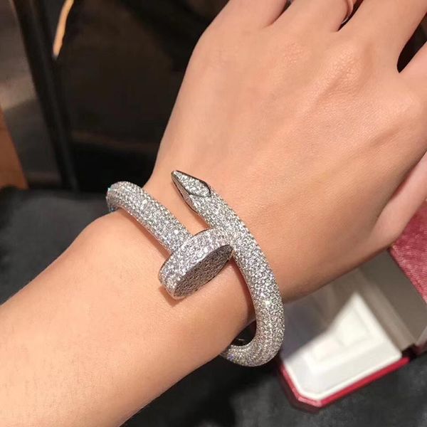 classic brand pure 925 sterling silver jewelry for women men full stone big nail bangle wedding party fine jewelry 18.5cm, Black
classic brand pure 925 sterling silver jewelry for women men full stone big nail bangle wedding party fine jewelry 18.5cm, Black