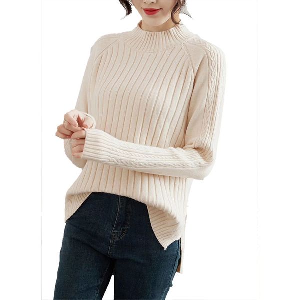 sweater women autumn winter korean style half-collar cashmere female knitted clothes loose lazy wind solid color women top, White;black
sweater women autumn winter korean style half-collar cashmere female knitted clothes loose lazy wind solid color women top, White;black
