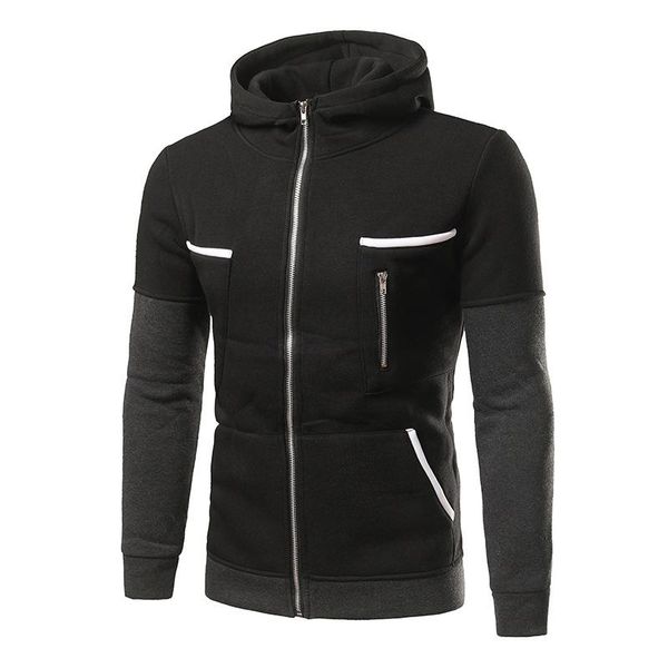 2017 men and men fall and winter new men korean version hit color zipper hood slim big pocket sweatshirt, Black
2017 men and men fall and winter new men korean version hit color zipper hood slim big pocket sweatshirt, Black