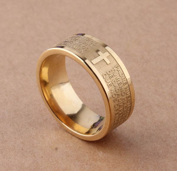 7mm tone spanish golden the holy bible 's prayer cross ring stainless steel rings wholesale, Golden;silver
7mm tone spanish golden the holy bible 's prayer cross ring stainless steel rings wholesale, Golden;silver