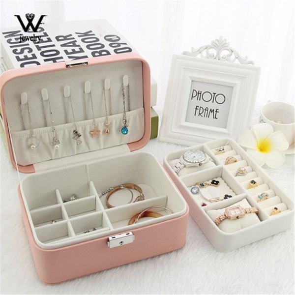 we double-layer jewelry box large capacity leather storage jewelry box earring ring necklace with mirror watch organizer, Pink;blue
we double-layer jewelry box large capacity leather storage jewelry box earring ring necklace with mirror watch organizer, Pink;blue
