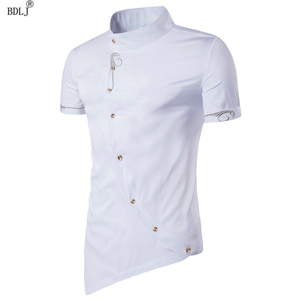 bdlj men shirt 2020 spring personality oblique button irregular men casual shirt new short sleeve casual slim fit male shirts, White;black
bdlj men shirt 2020 spring personality oblique button irregular men casual shirt new short sleeve casual slim fit male shirts, White;black