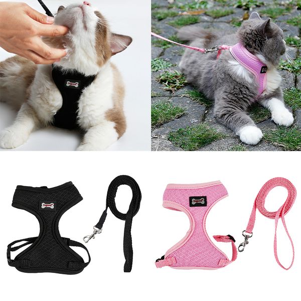 set of 2, cat walking harness and lead adjustable strap mesh vest for puppy pets kitten ( pink & black
set of 2, cat walking harness and lead adjustable strap mesh vest for puppy pets kitten ( pink & black