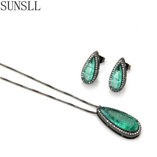 sunsll black copper multicolor cubic zirconia water drop crack stud earrings and pendant necklaces women's fashion jewelry sets, Silver
sunsll black copper multicolor cubic zirconia water drop crack stud earrings and pendant necklaces women's fashion jewelry sets, Silver