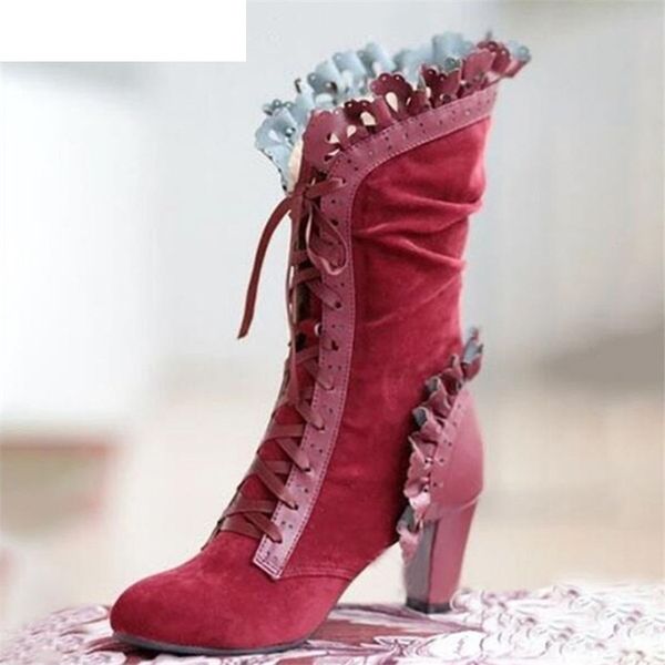 2020 winter women's mid calf boots ladies lace up high heels ruffle flock retro boots for women medium boots, Black
2020 winter women's mid calf boots ladies lace up high heels ruffle flock retro boots for women medium boots, Black