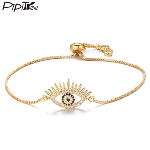 pipitree fashion cubic zirconia evil eye charm bracelet female copper adjustable chain bracelets & bangles for women men jewelry, Golden;silver
pipitree fashion cubic zirconia evil eye charm bracelet female copper adjustable chain bracelets & bangles for women men jewelry, Golden;silver