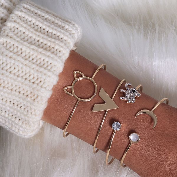 tennis 4 pcs/lot european simple cute cat moon star geometric gold color bracelets & bangles women fashion jewelry bangle set gift, Golden;silver
tennis 4 pcs/lot european simple cute cat moon star geometric gold color bracelets & bangles women fashion jewelry bangle set gift, Golden;silver