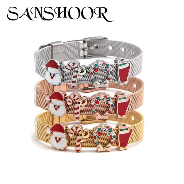 sanshoor christmas bracelets gifts 4 charms stainless steel bangle set as diy women girls xmas jewelry, Golden;silver
sanshoor christmas bracelets gifts 4 charms stainless steel bangle set as diy women girls xmas jewelry, Golden;silver