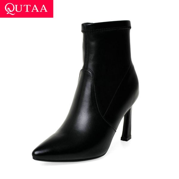 qutaa 2020 winter zipper new autumn pointed toe ankle boots pu+leather elegant hoof high heel women shoes size 34-43, Black
qutaa 2020 winter zipper new autumn pointed toe ankle boots pu+leather elegant hoof high heel women shoes size 34-43, Black
