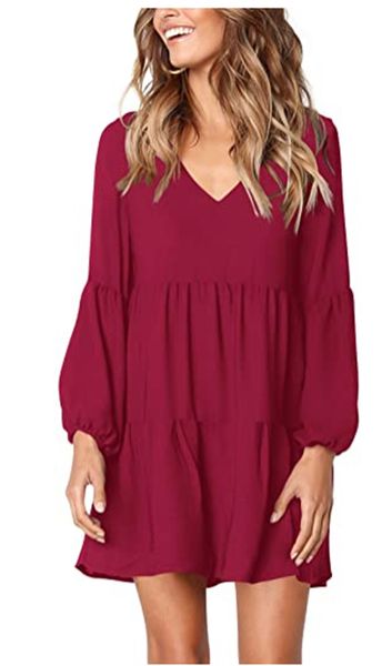 women summer tunic dress v neck casual loose flowy swing shift dresses long sleeve v neck tunic dress, Black;gray
women summer tunic dress v neck casual loose flowy swing shift dresses long sleeve v neck tunic dress, Black;gray