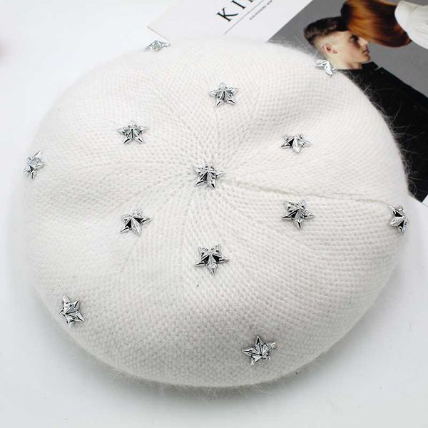 fashion new women angora solid color beret female bonnet caps winter all matched warm walking hat with stars gj2088, Blue;gray
fashion new women angora solid color beret female bonnet caps winter all matched warm walking hat with stars gj2088, Blue;gray