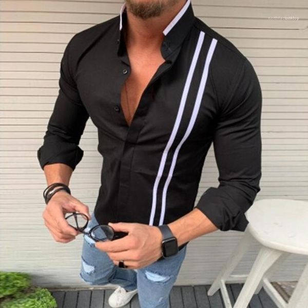 fashion clothing striped stand neck mens shirts solid color button long sleeve men spring casual, White;black
fashion clothing striped stand neck mens shirts solid color button long sleeve men spring casual, White;black
