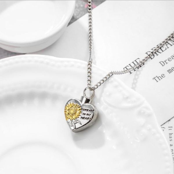 sunflower ashes box pendant creative memorial pet love necklace fashion personality perfume bottle necklace, Silver
sunflower ashes box pendant creative memorial pet love necklace fashion personality perfume bottle necklace, Silver