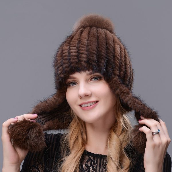 beanie/skull caps women's hand-kintted natural hat thick and warmth long ear cap double closely woven with three fur pom poms, Blue;gray
beanie/skull caps women's hand-kintted natural hat thick and warmth long ear cap double closely woven with three fur pom poms, Blue;gray