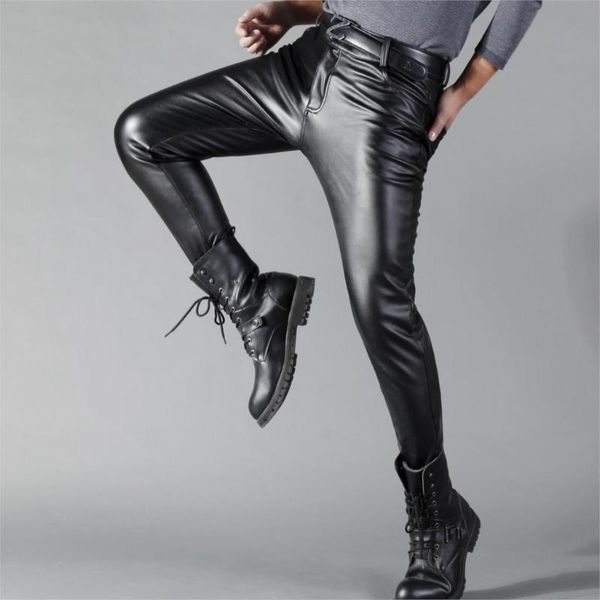 men's pants brand men leather slim fit elastic style spring summer fashion pu trousers motorcycle streetwear, Black
men's pants brand men leather slim fit elastic style spring summer fashion pu trousers motorcycle streetwear, Black