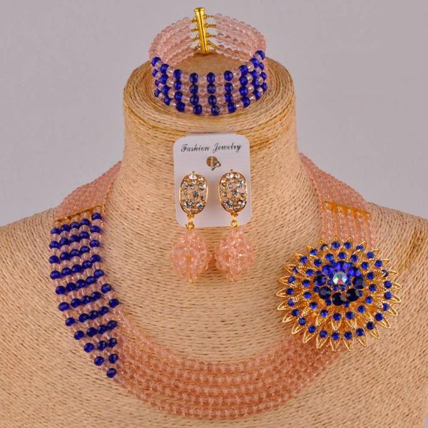 peach and royal blue costume necklace african jewelry set nigerian wedding set crystal beads jewelry sets 5jz, Silver
peach and royal blue costume necklace african jewelry set nigerian wedding set crystal beads jewelry sets 5jz, Silver