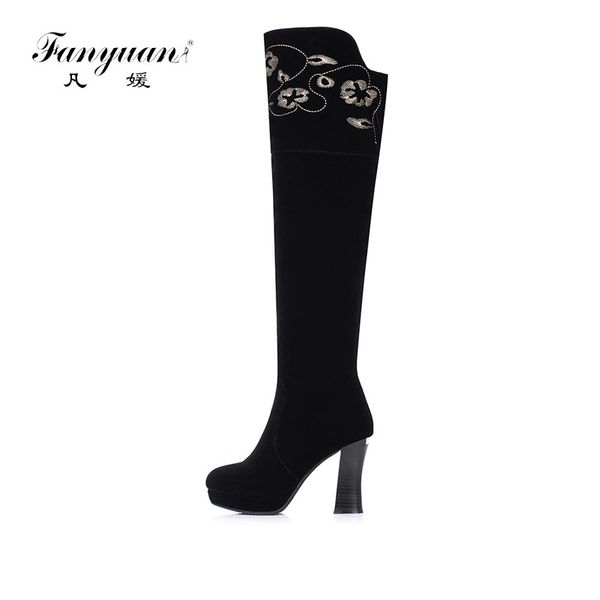 fanyuan autumn winter flock boots women knee high boots women high heels faux suede thigh retro flower zip shoes, Black
fanyuan autumn winter flock boots women knee high boots women high heels faux suede thigh retro flower zip shoes, Black