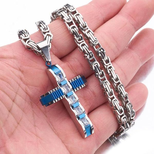 fashion men women cool rock jesus cross pendant necklace men's 316l stainless steel byzantine box chain necklace jewelry, Silver
fashion men women cool rock jesus cross pendant necklace men's 316l stainless steel byzantine box chain necklace jewelry, Silver