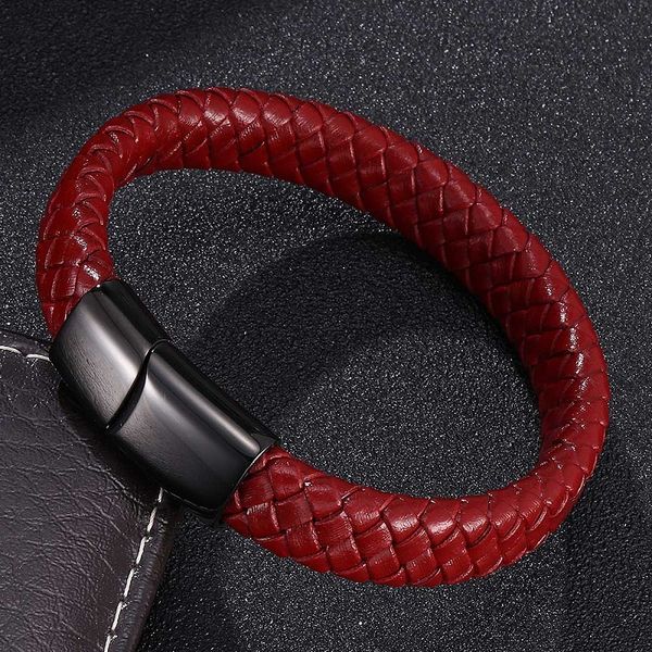 punk men jewelry deep red braided leather bracelet men stainless steel magnetic clasp fashion bangles gifts, Golden;silver
punk men jewelry deep red braided leather bracelet men stainless steel magnetic clasp fashion bangles gifts, Golden;silver