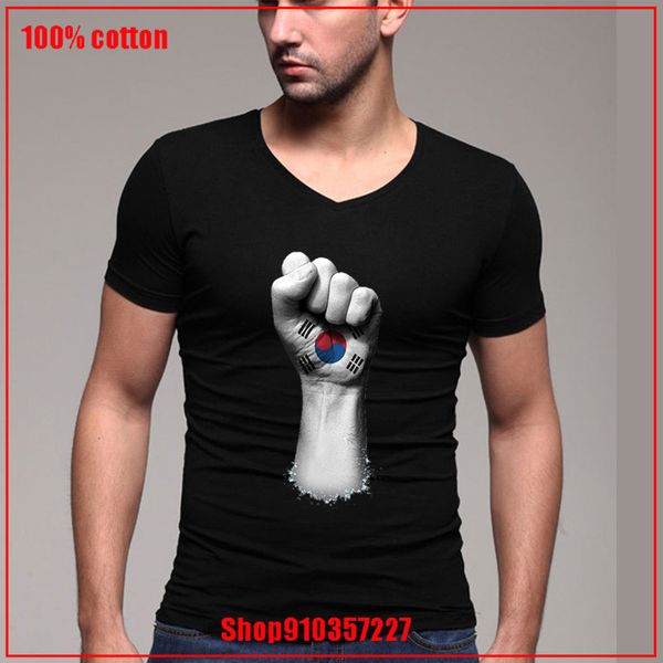 flag of south korea on a raised clenched fist v-neck short sleeve men t shirt slim fit t-shirt basic tees summer hot
flag of south korea on a raised clenched fist v-neck short sleeve men t shirt slim fit t-shirt basic tees summer hot