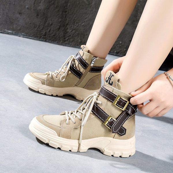 2020 autumn new women boots casual canvas shoes fashion buckle motorcycle boots, Black
2020 autumn new women boots casual canvas shoes fashion buckle motorcycle boots, Black