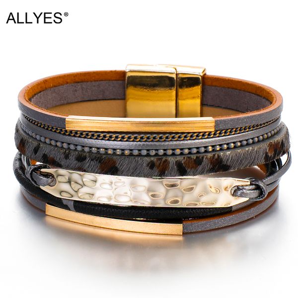 allyes leopard leather bracelet for women fashion metal bar charm multilayer wide wrap bracelets & bangles jewelry, Golden;silver
allyes leopard leather bracelet for women fashion metal bar charm multilayer wide wrap bracelets & bangles jewelry, Golden;silver