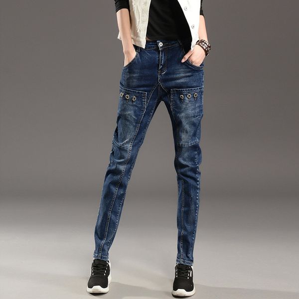 cool streetwear big pocket loose jeans women casual vintage button plus size denim harem pants new boyfriend baggy jean trousers, Blue
cool streetwear big pocket loose jeans women casual vintage button plus size denim harem pants new boyfriend baggy jean trousers, Blue