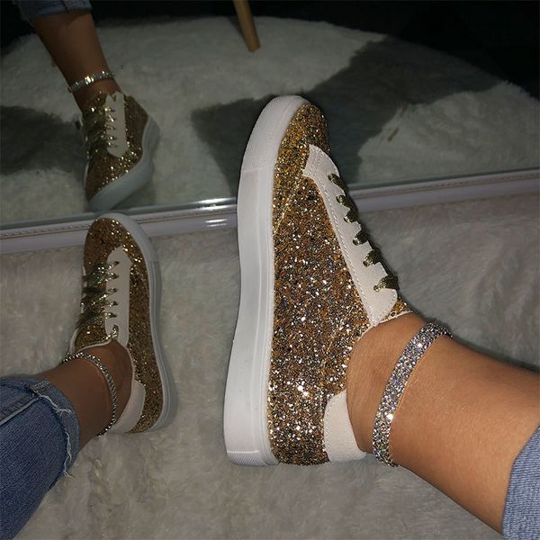women's sneakers flats shoes woman glitter bling ladies lace up female beathable fashion vulcanized shoes new summer 2020, Black 
women's sneakers flats shoes woman glitter bling ladies lace up female beathable fashion vulcanized shoes new summer 2020, Black