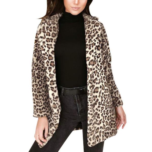 women winter faux fur lapel coat warm leopard print fashion long sleeve outerwear rk women's &, Black
women winter faux fur lapel coat warm leopard print fashion long sleeve outerwear rk women's &, Black