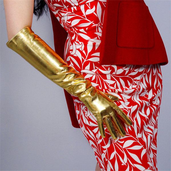 five fingers gloves woman long style 50cm bright leather fashionable patent pu female simulation dance party p50-09, Blue;gray
five fingers gloves woman long style 50cm bright leather fashionable patent pu female simulation dance party p50-09, Blue;gray