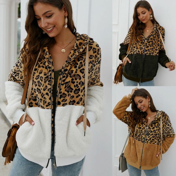 women leopard print zip coat fleece fur jacket outerwear winter warm hooded fluffy coat overcoat size s-xl, Black;brown
women leopard print zip coat fleece fur jacket outerwear winter warm hooded fluffy coat overcoat size s-xl, Black;brown